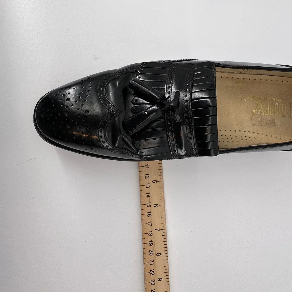 Johnston & Murphy Mens Black Leather Wingtip Tassel Kiltie Loafers 10 B